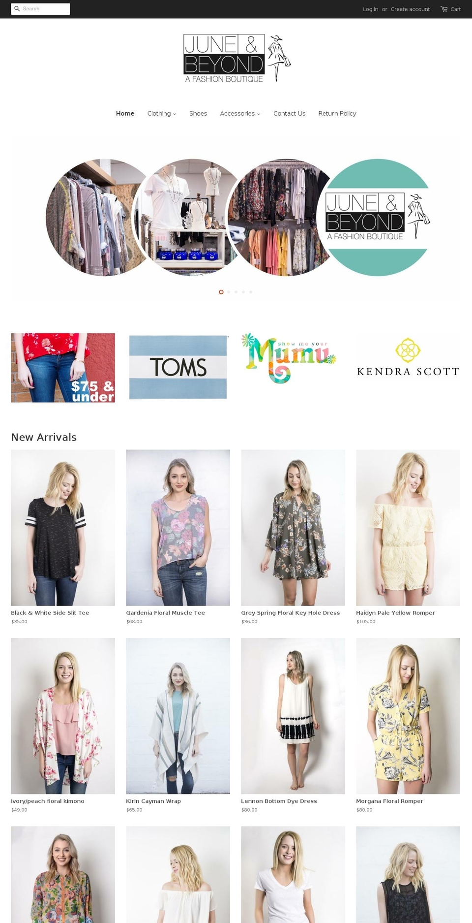 juneandbeyondboutique.com shopify website screenshot