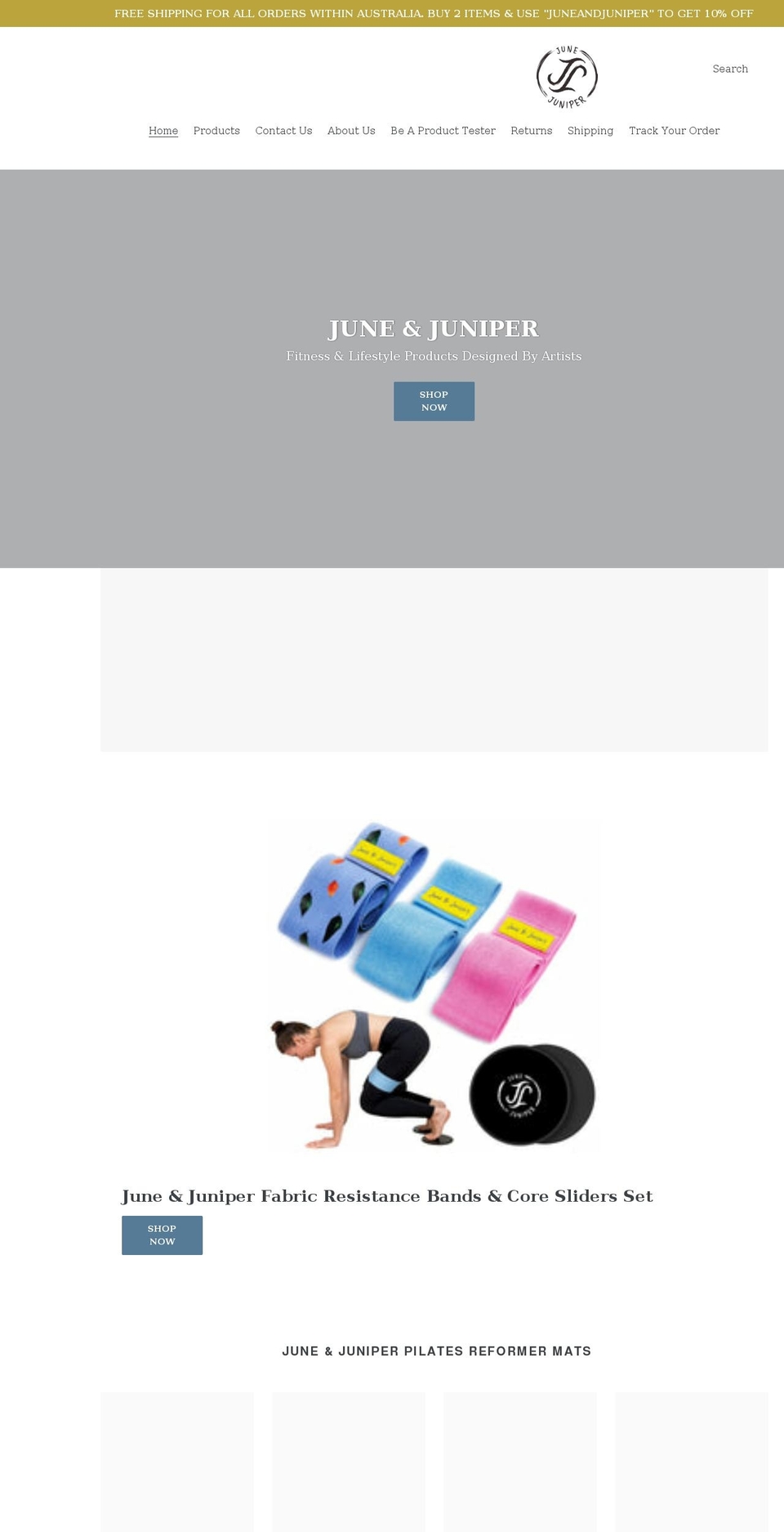 juneandjuniper.com.au shopify website screenshot