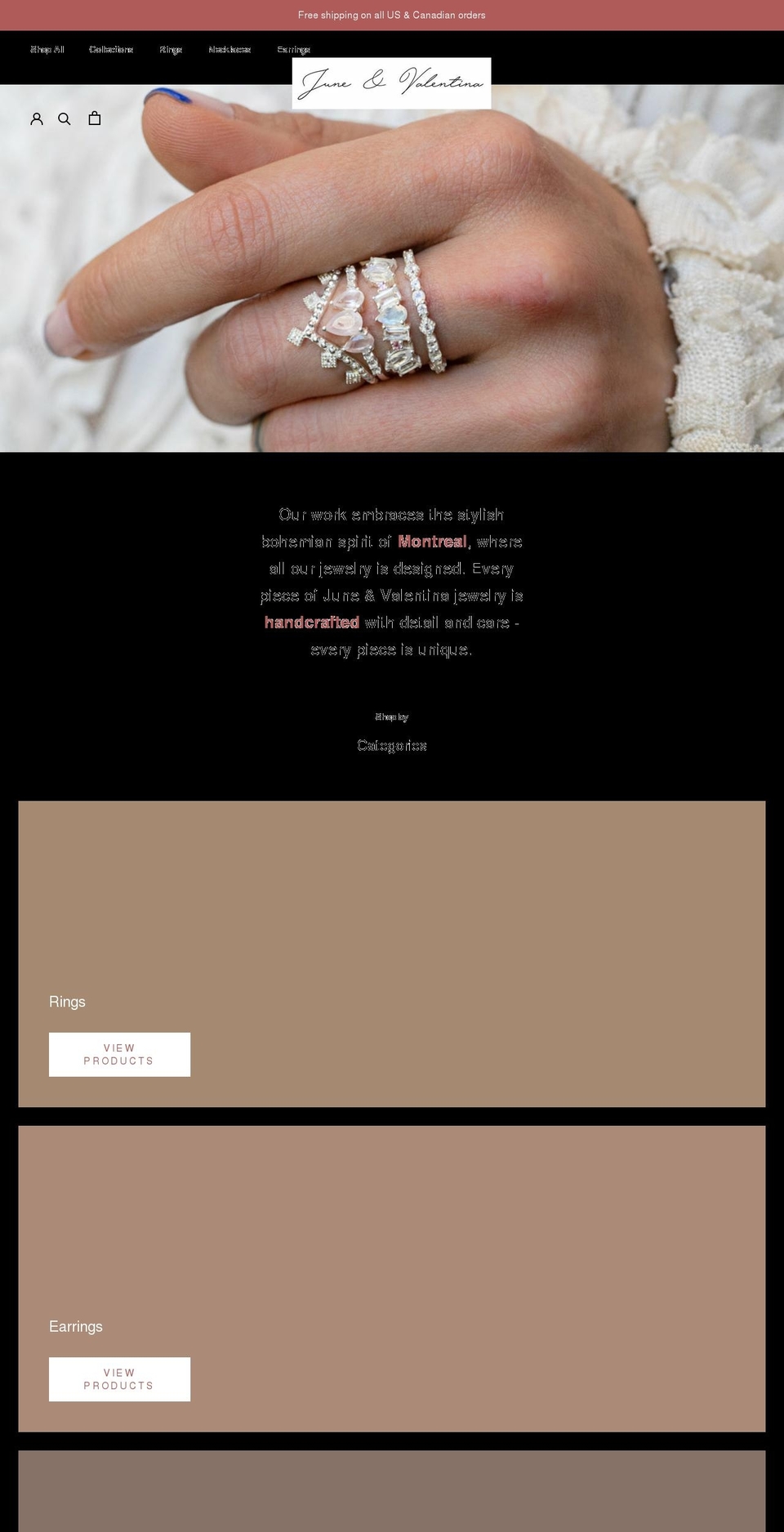 juneandvalentina.com shopify website screenshot