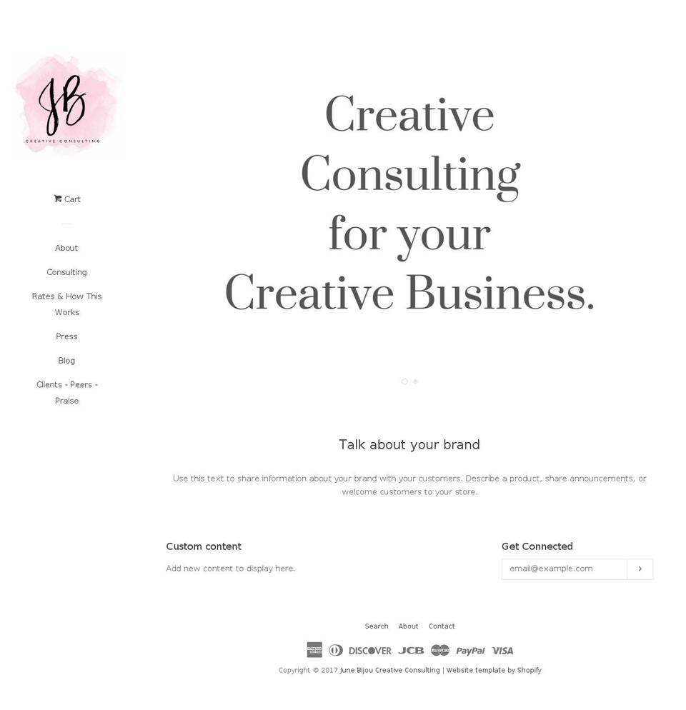 junebijoujewels.com shopify website screenshot