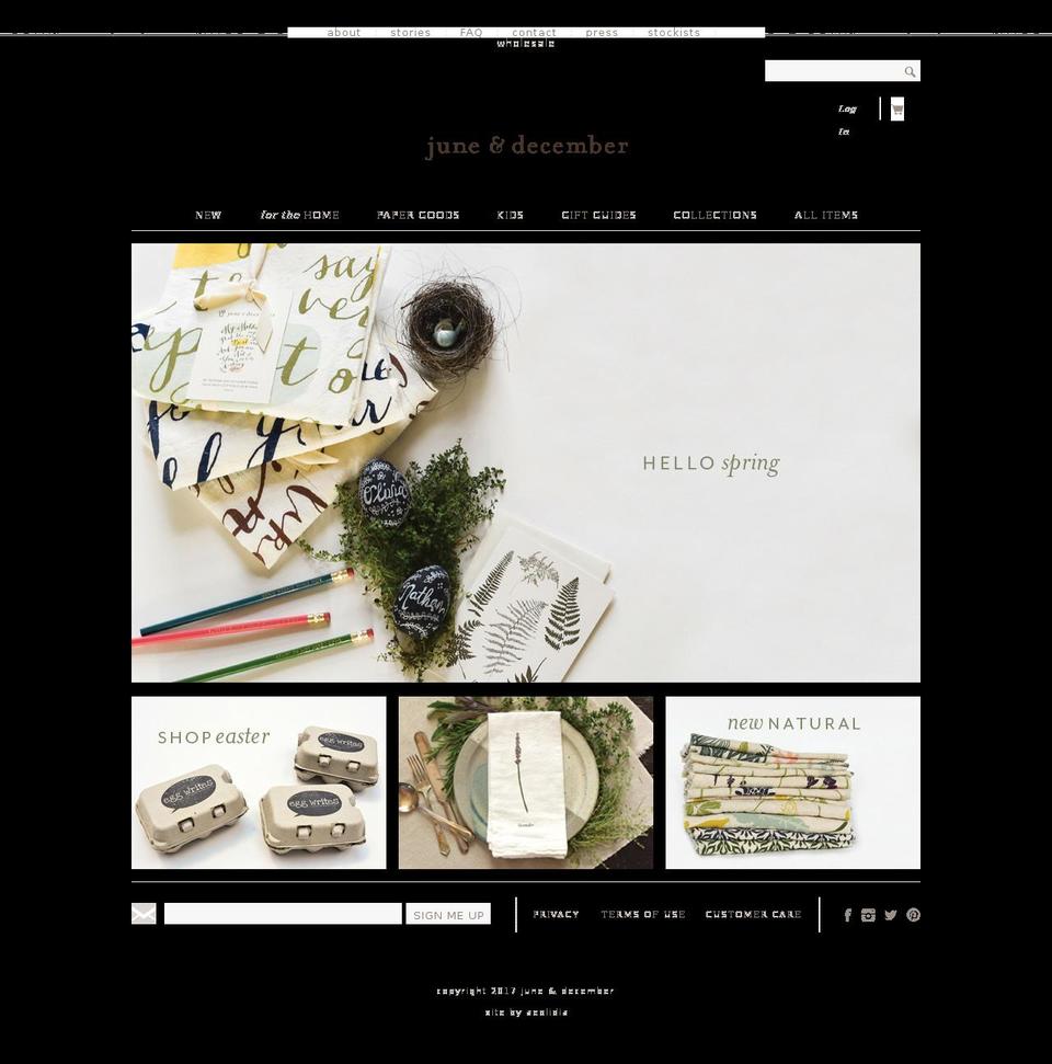 junedecember.com shopify website screenshot