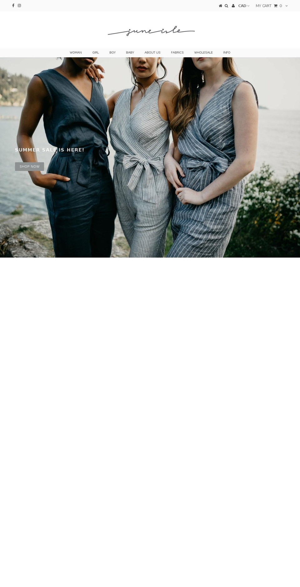 juneisle.com — Shopify storefront screenshot