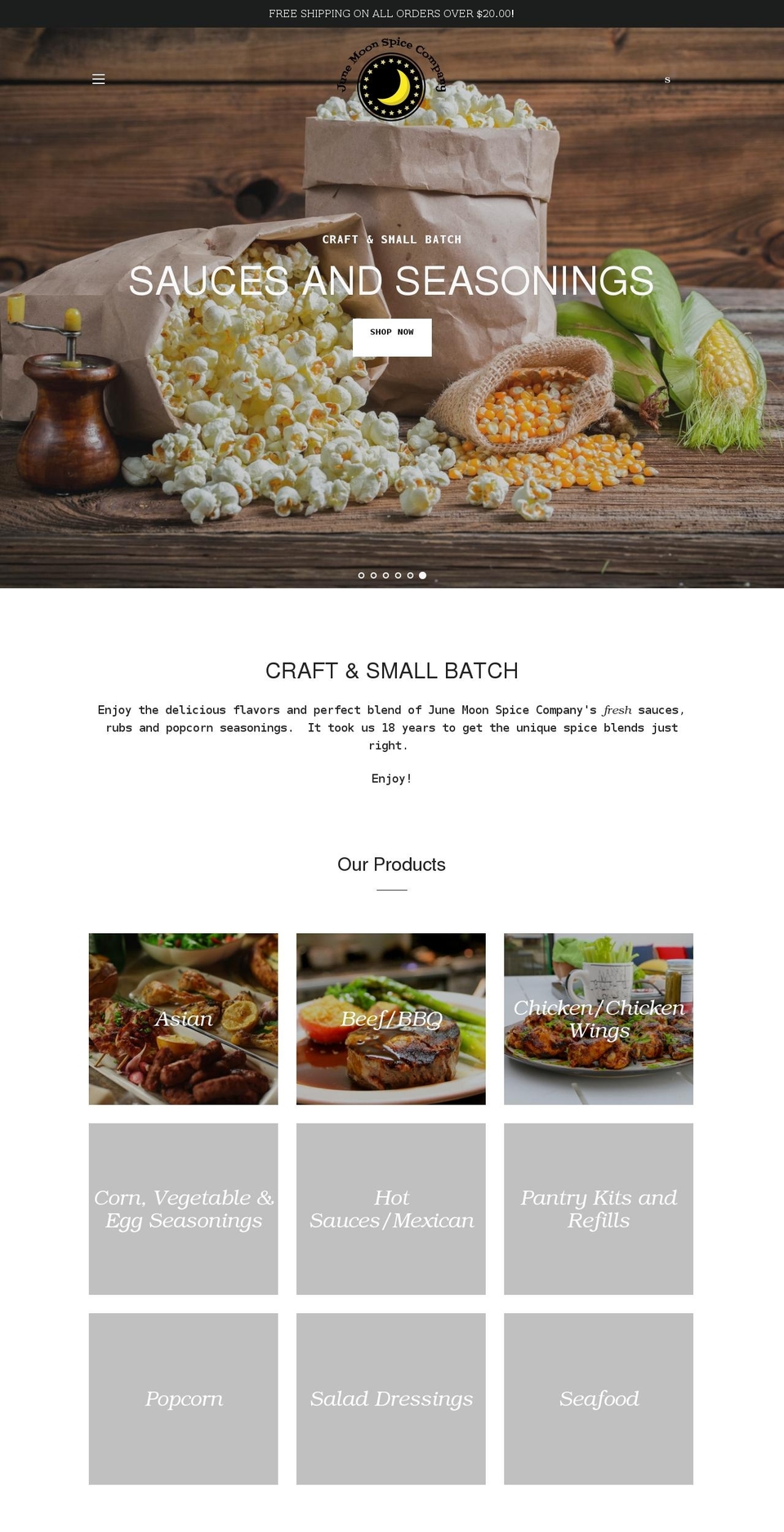 junemoonspicecompany.com shopify website screenshot