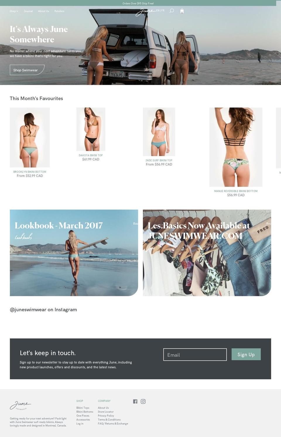 juneswimwear.com shopify website screenshot