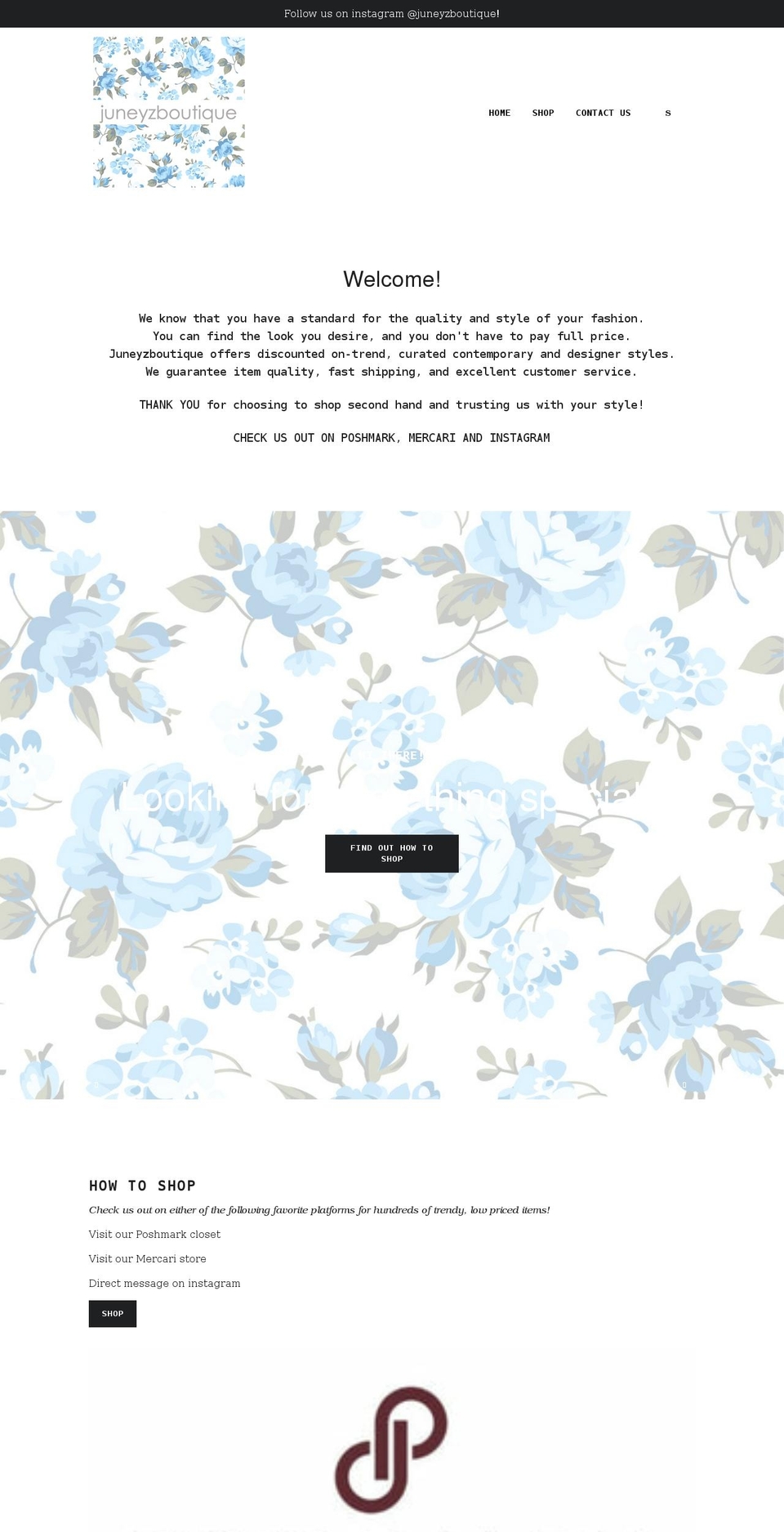 juneyzboutique.com shopify website screenshot