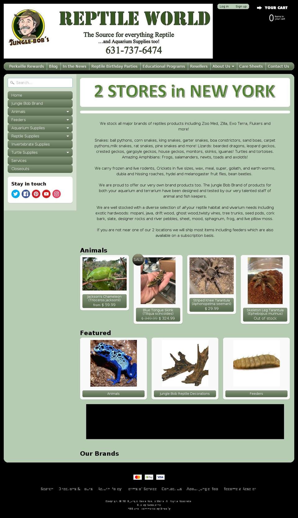 junglebobsreptileworld.mobi shopify website screenshot