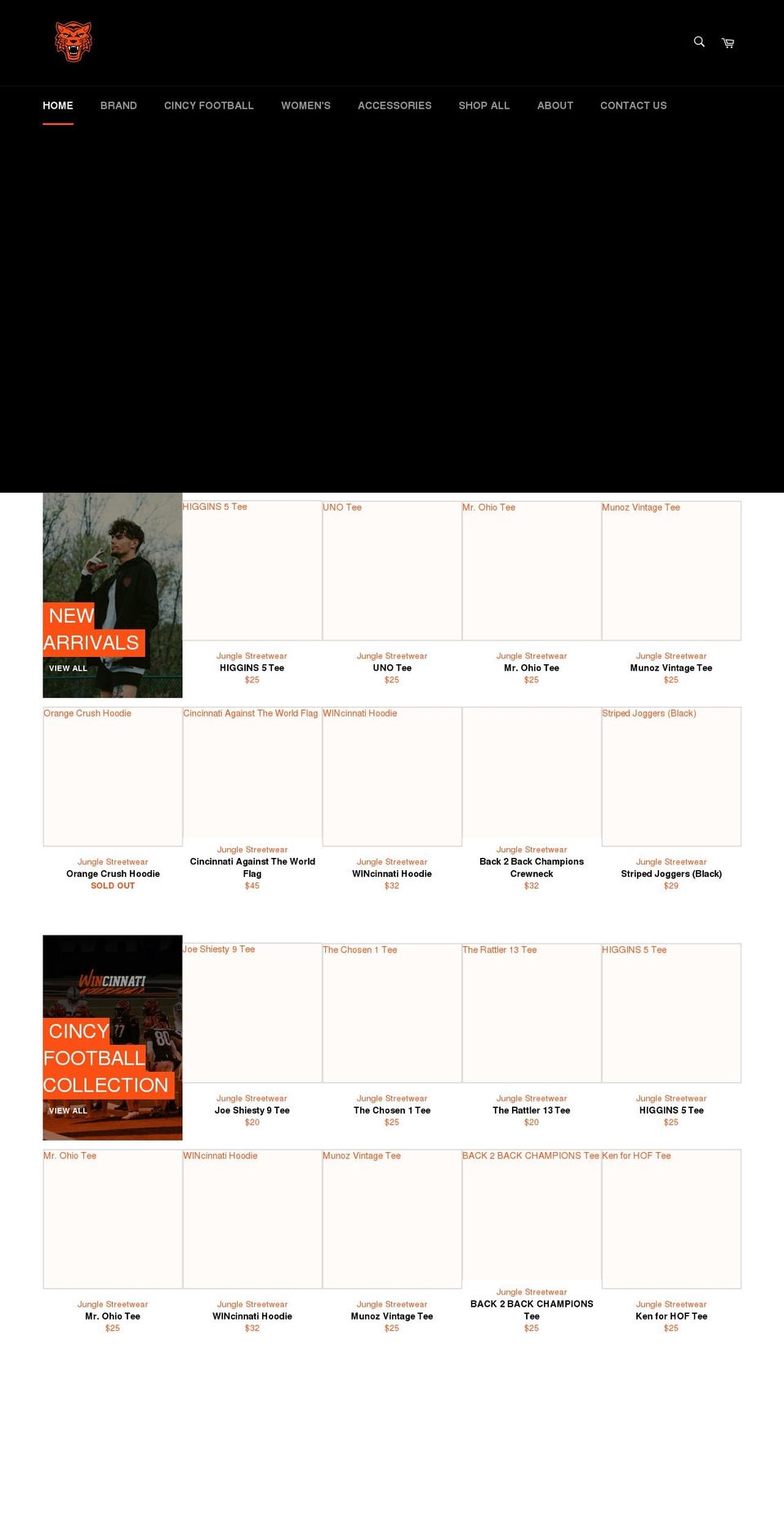 junglestreetwear.com shopify website screenshot