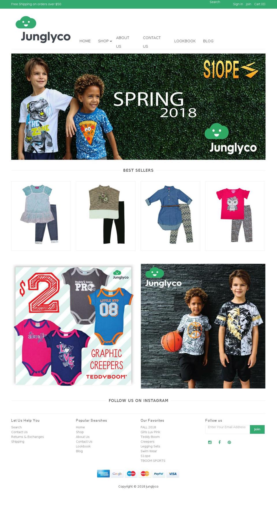 junglykid.com shopify website screenshot