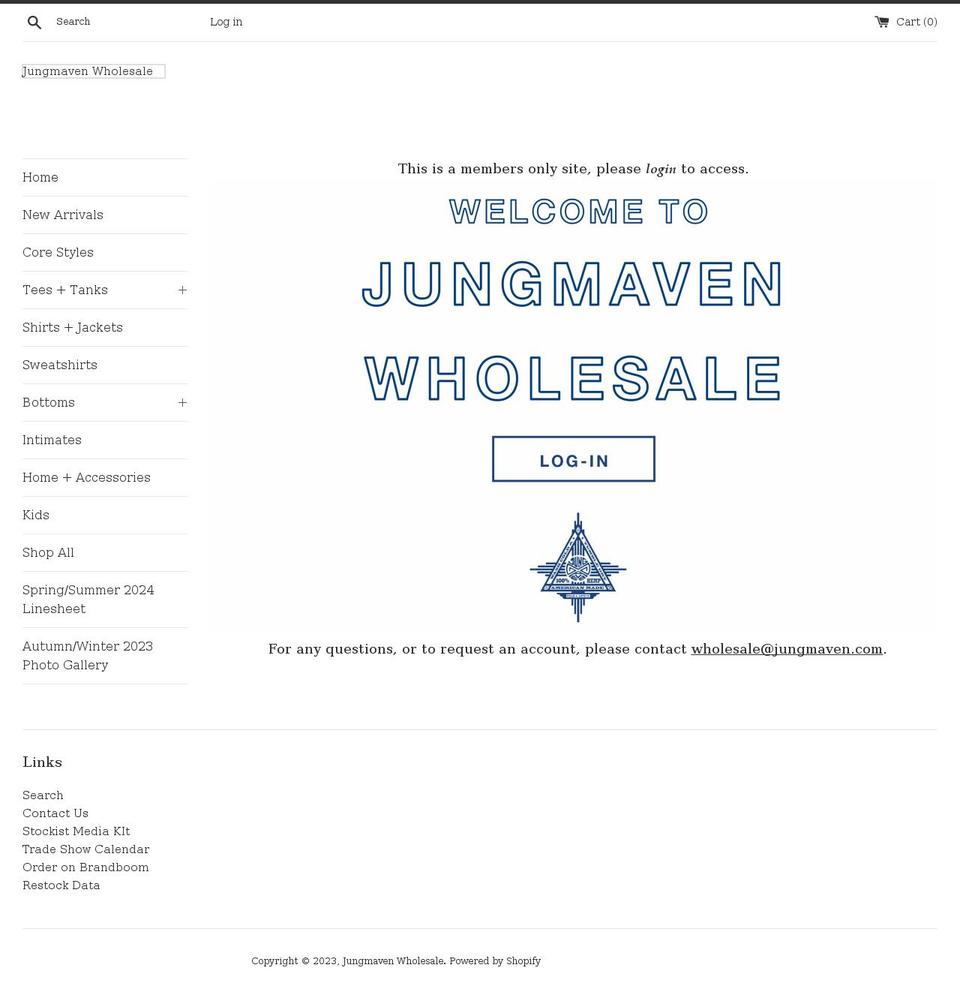 jungmavenwholesale.com shopify website screenshot