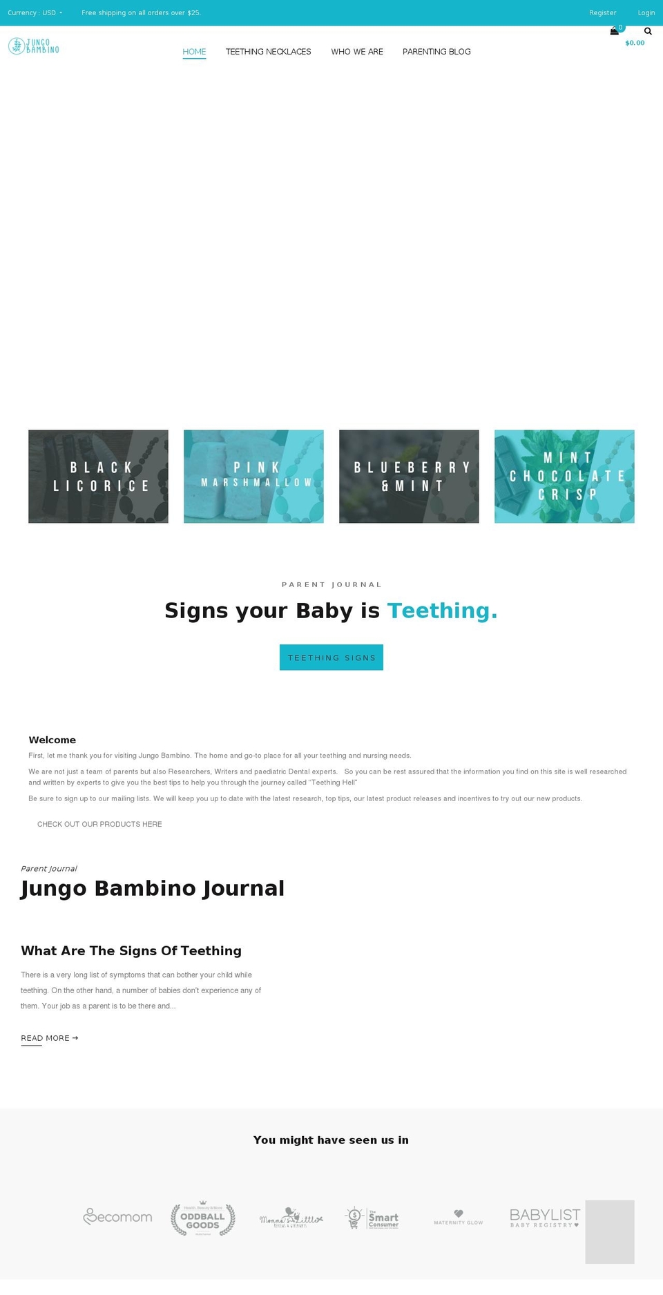 jungobambino.com — Shopify storefront screenshot