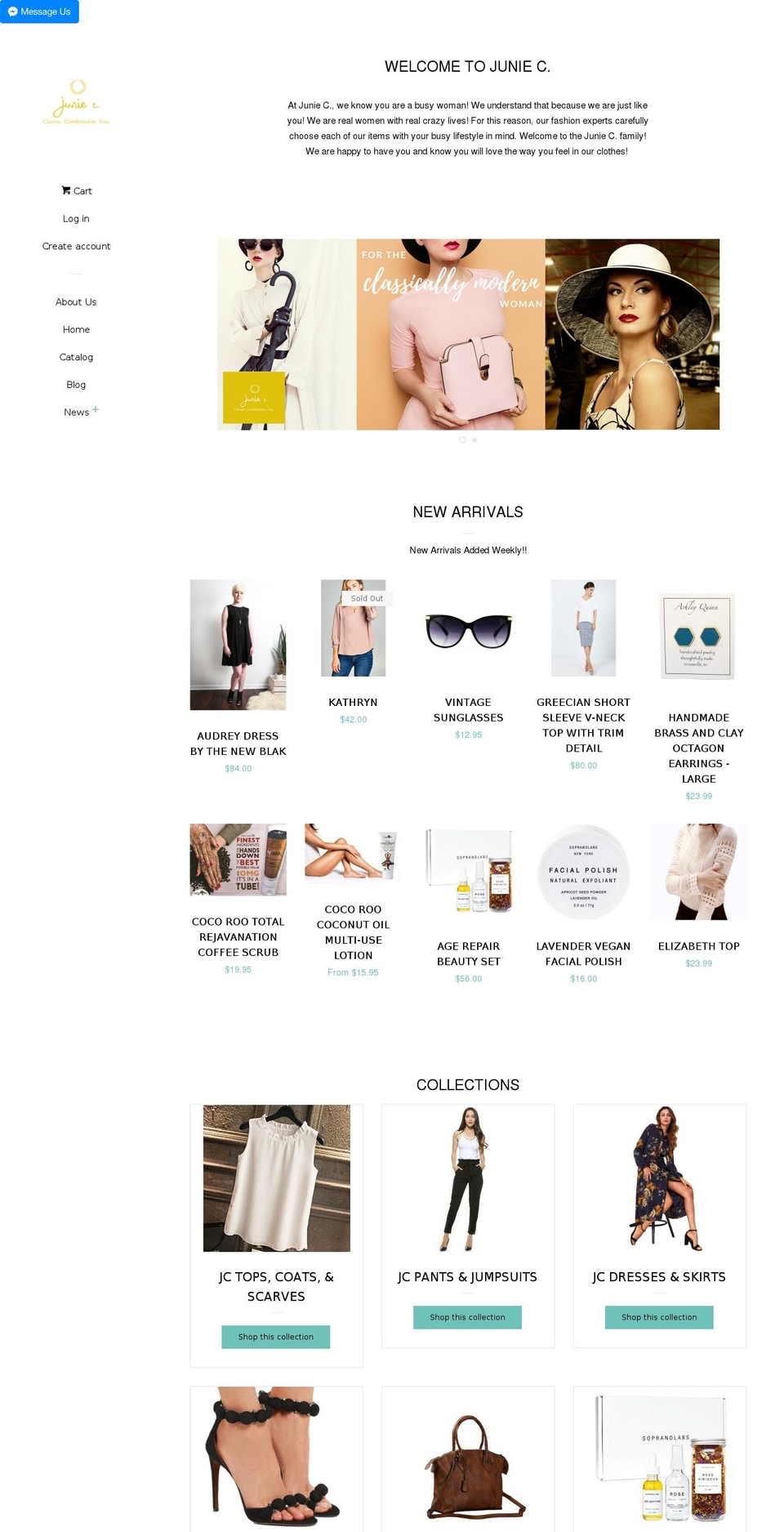 juniec.com — Shopify storefront screenshot