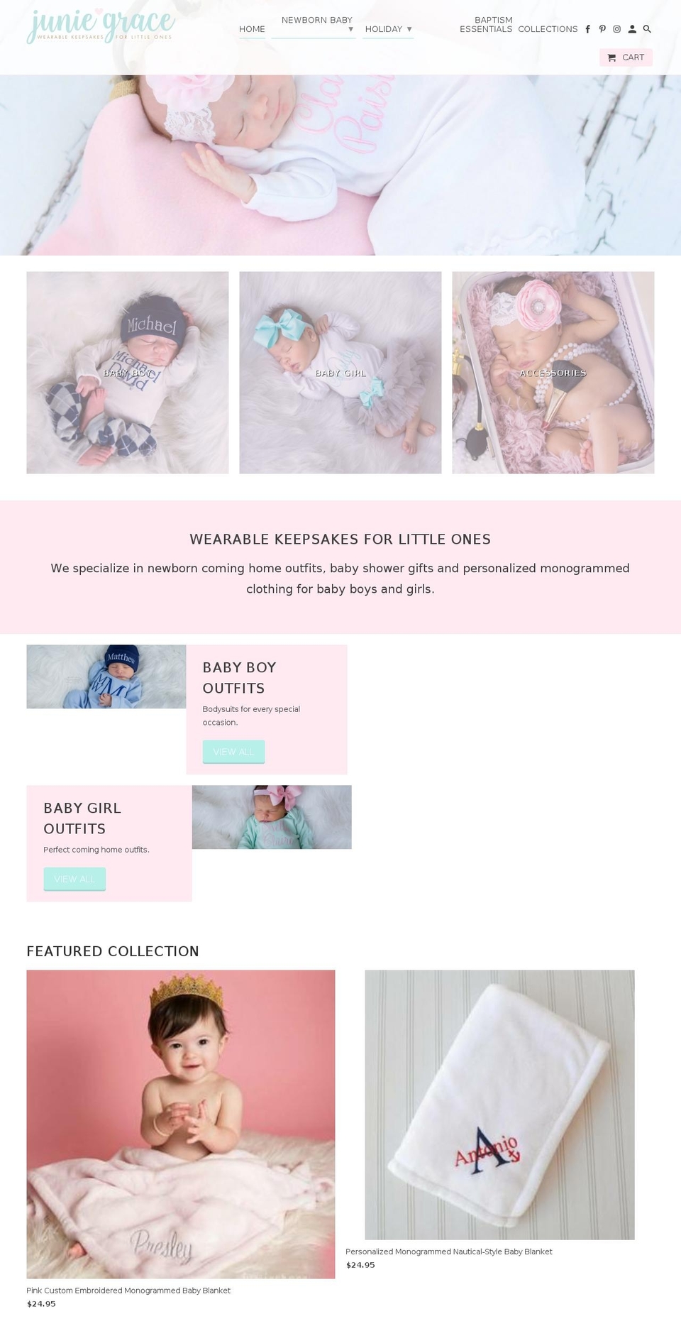 juniegrace.com shopify website screenshot