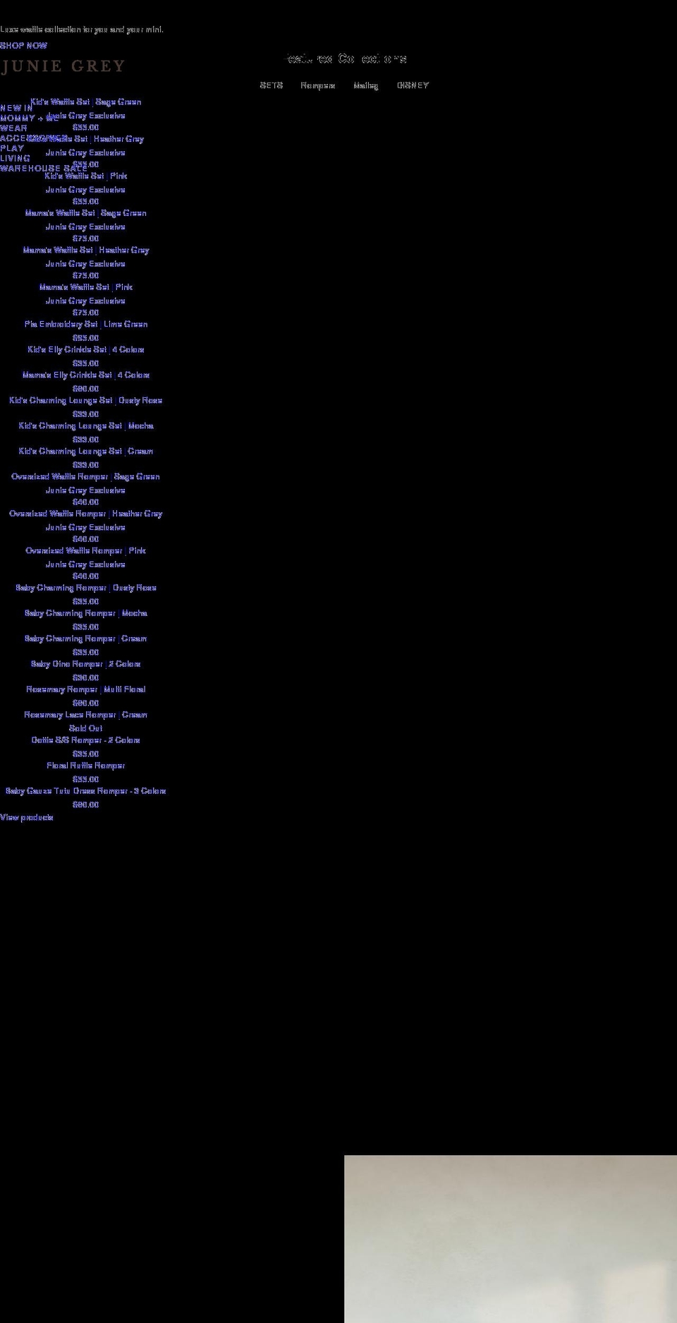 juniegrey.com shopify website screenshot