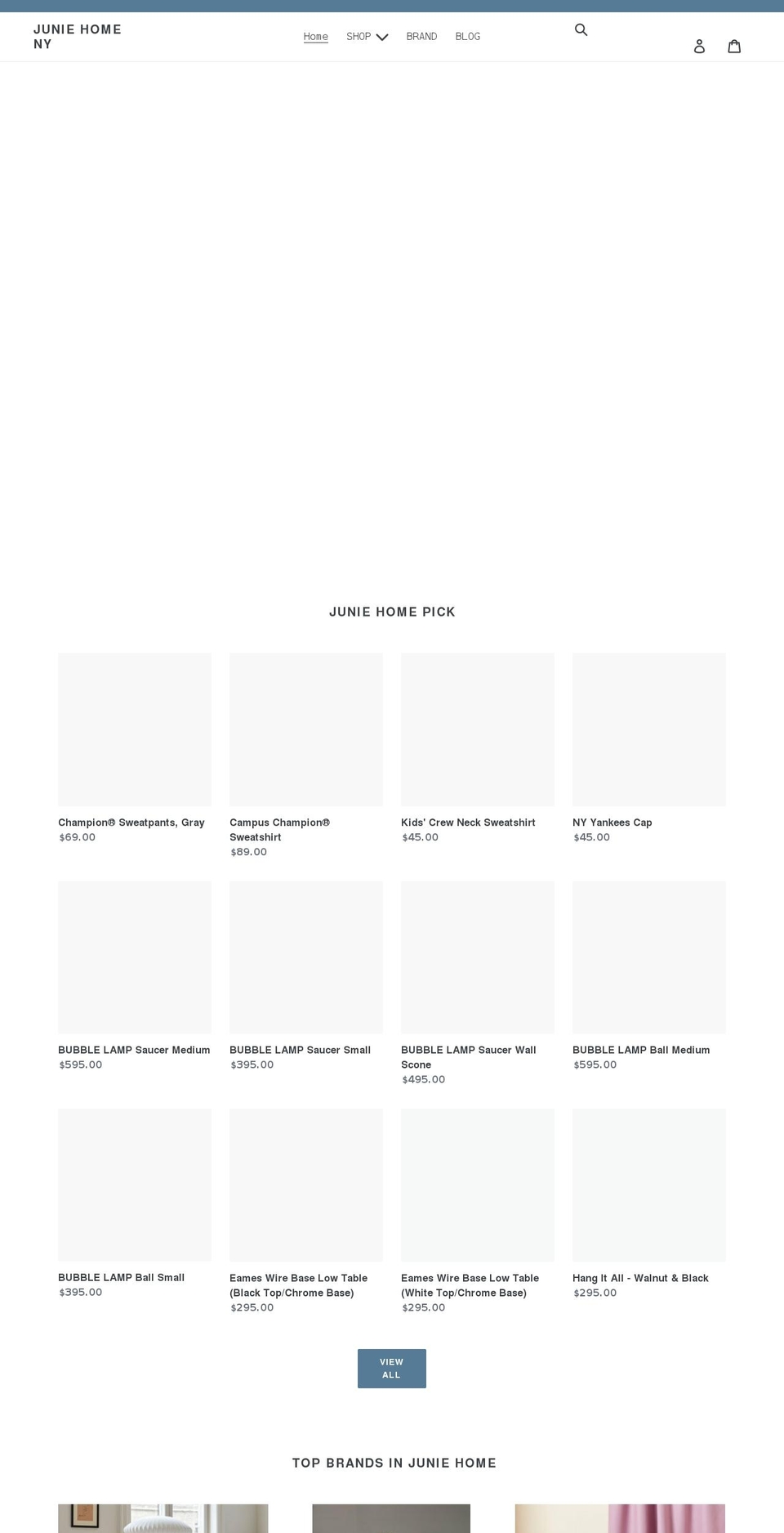 juniehomeny.com shopify website screenshot