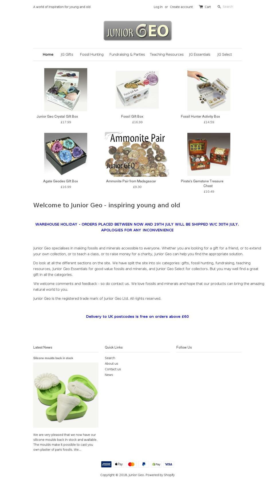 juniorgeo.info shopify website screenshot