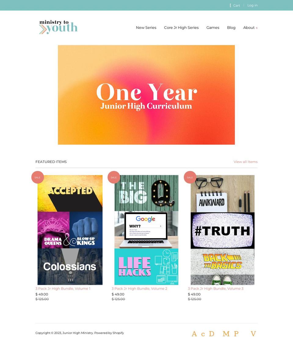 juniorhighministry.myshopify.com shopify website screenshot