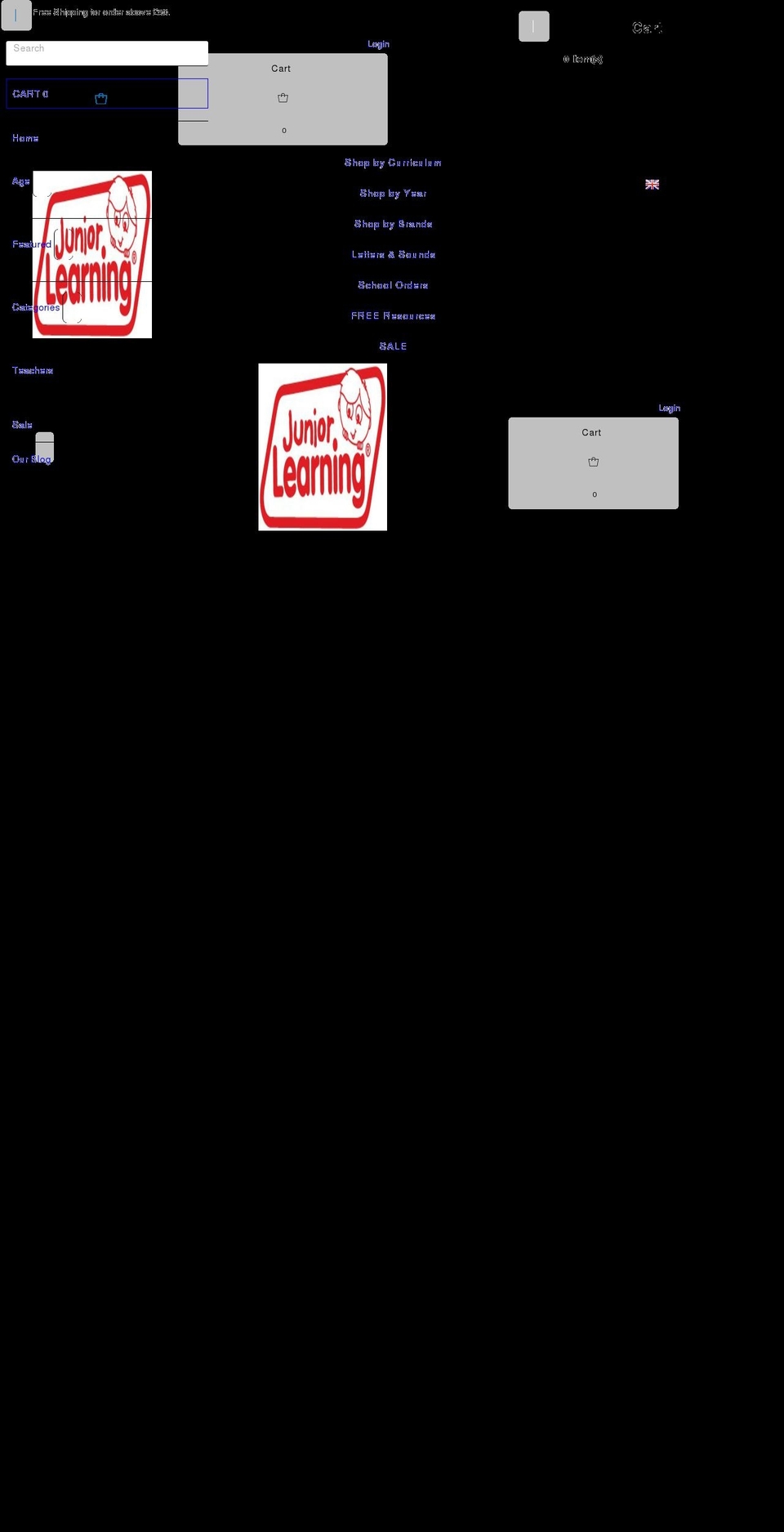 juniorlearning.co.uk shopify website screenshot