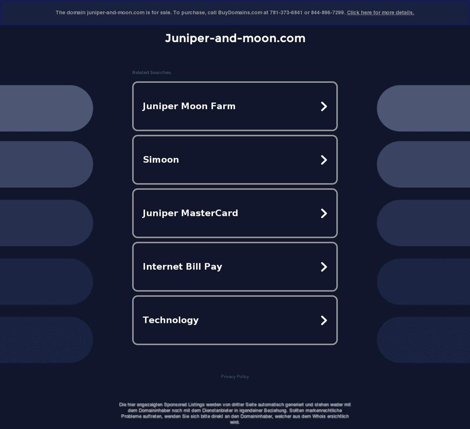 juniper-and-moon.com shopify website screenshot