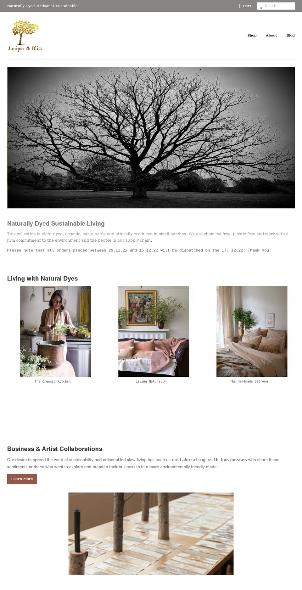 juniperandbliss.com shopify website screenshot