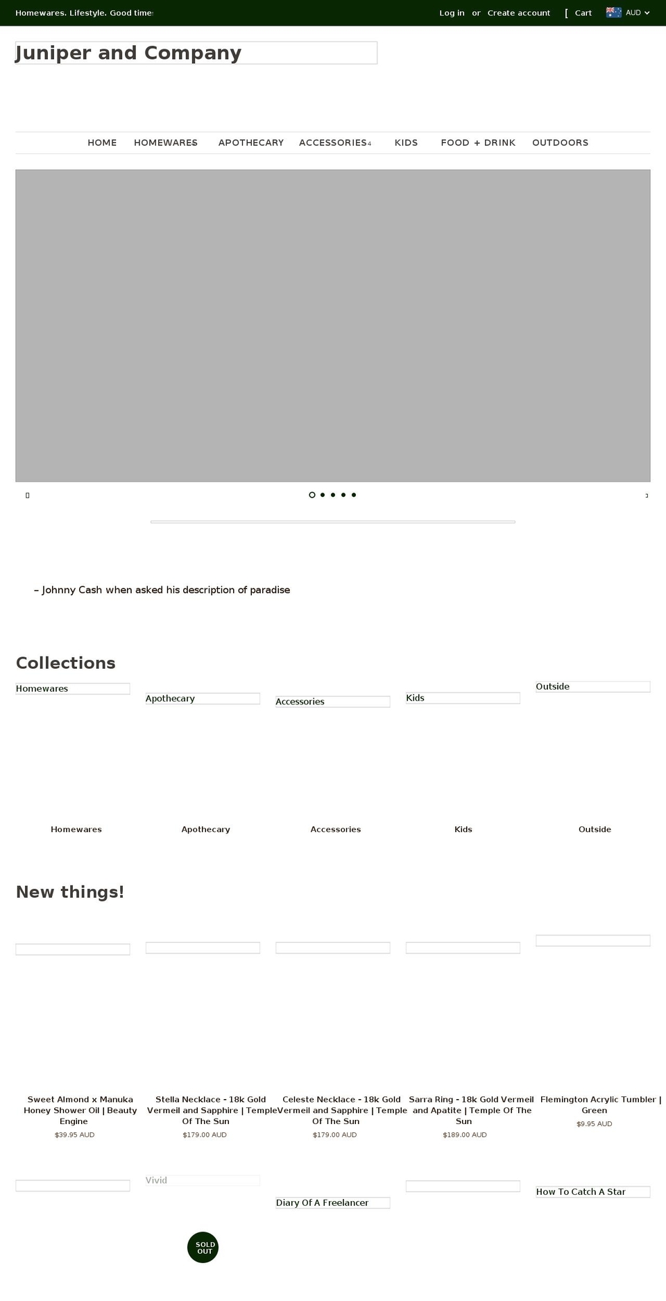 juniperandcompany.com shopify website screenshot