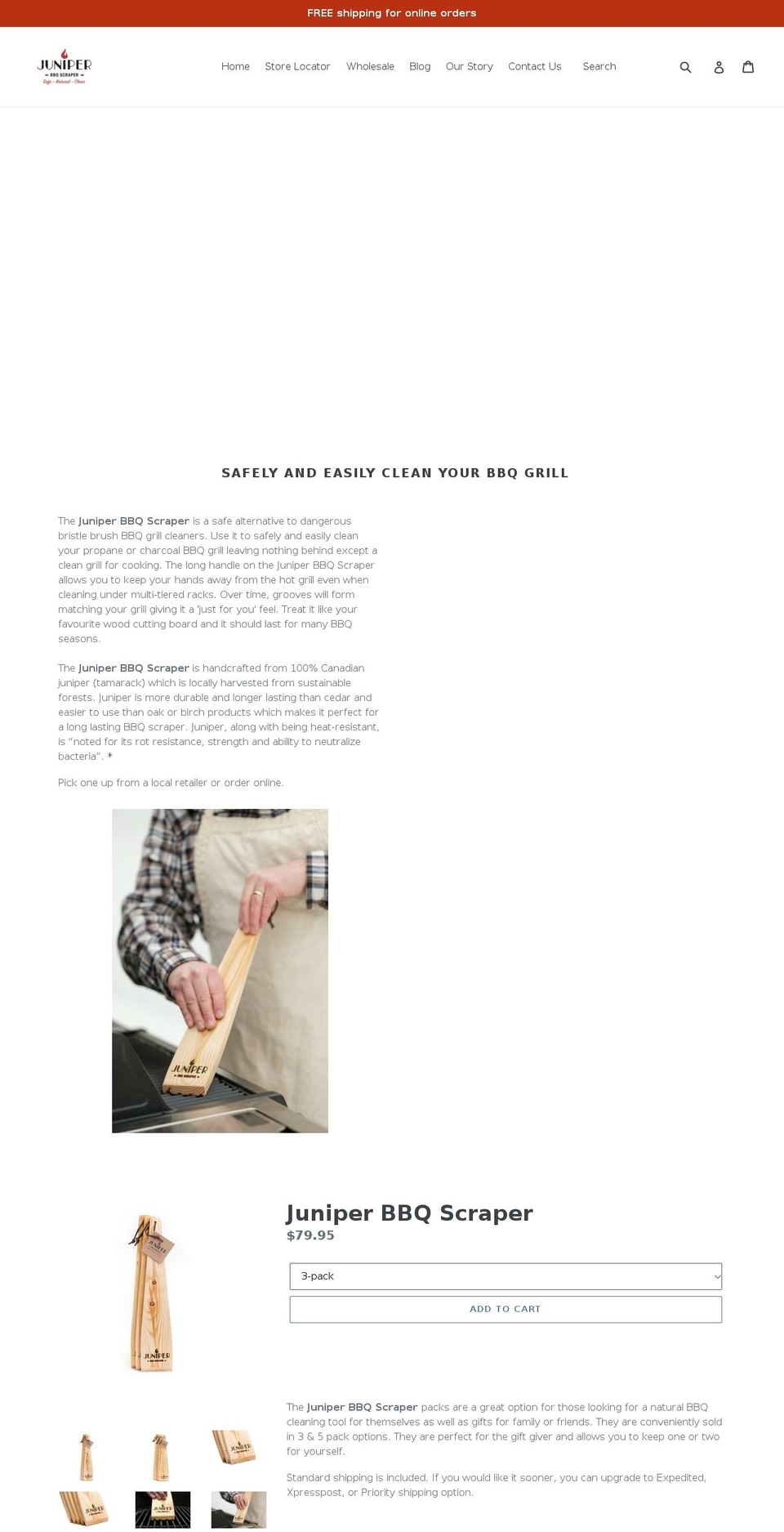 juniperbbqscraper.com — Shopify storefront screenshot