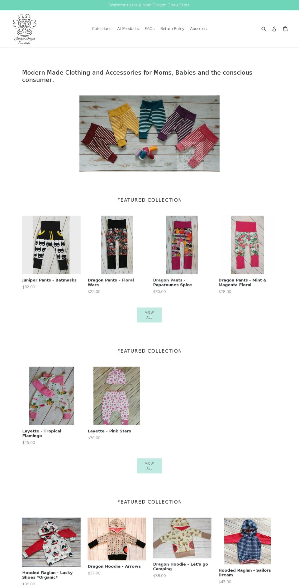 juniperdragon.com — Shopify storefront screenshot