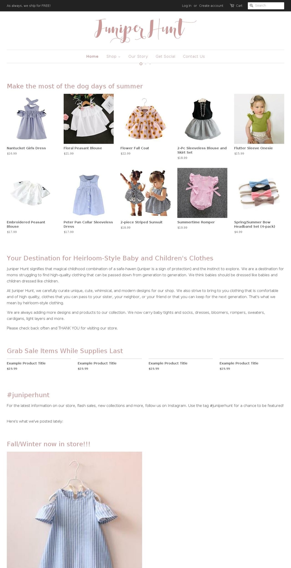juniperhunt.com — Shopify storefront screenshot