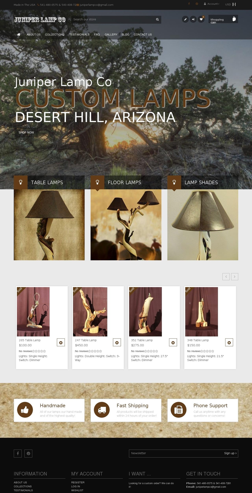 juniperlampco.com shopify website screenshot