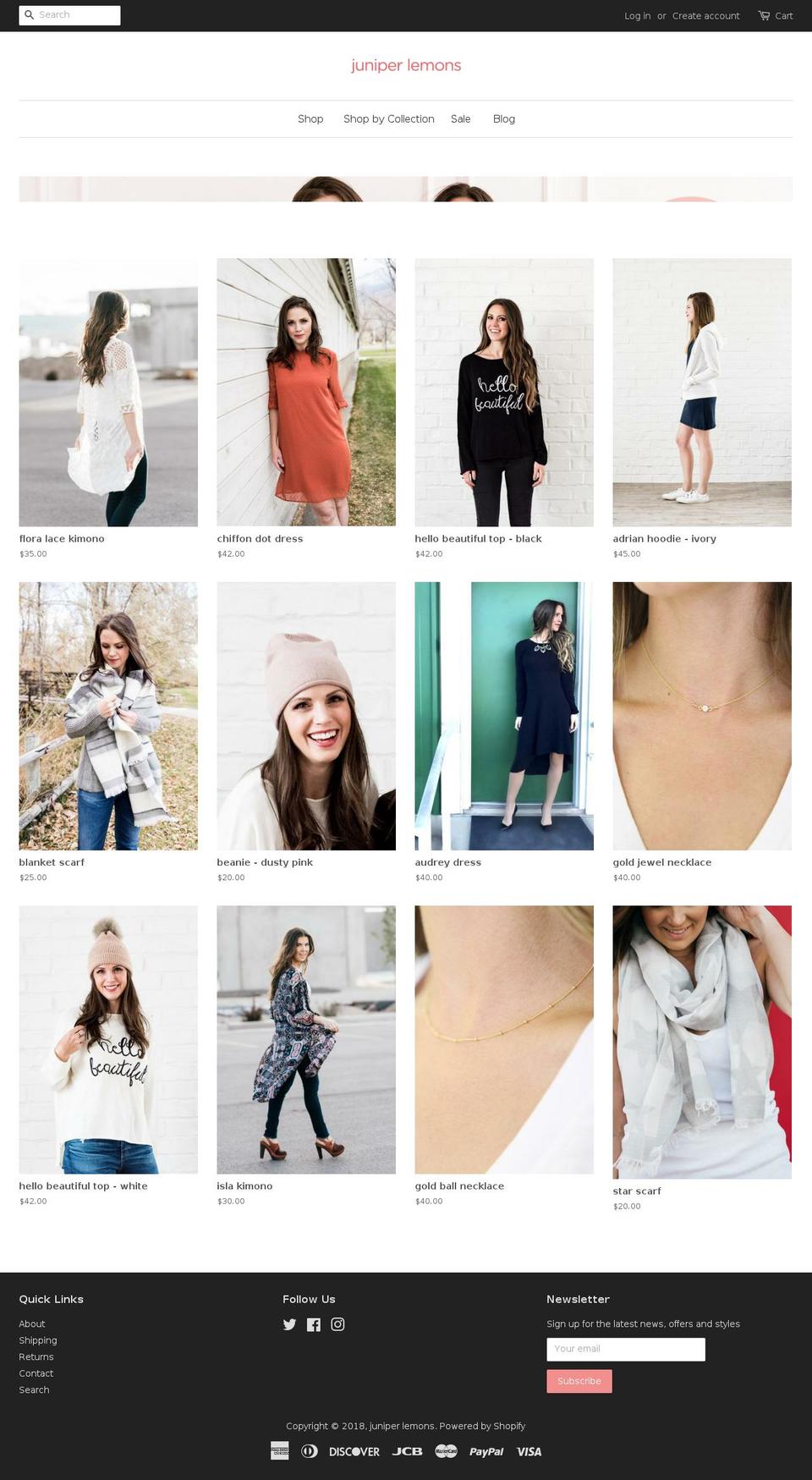 juniperlemons.com — Shopify storefront screenshot