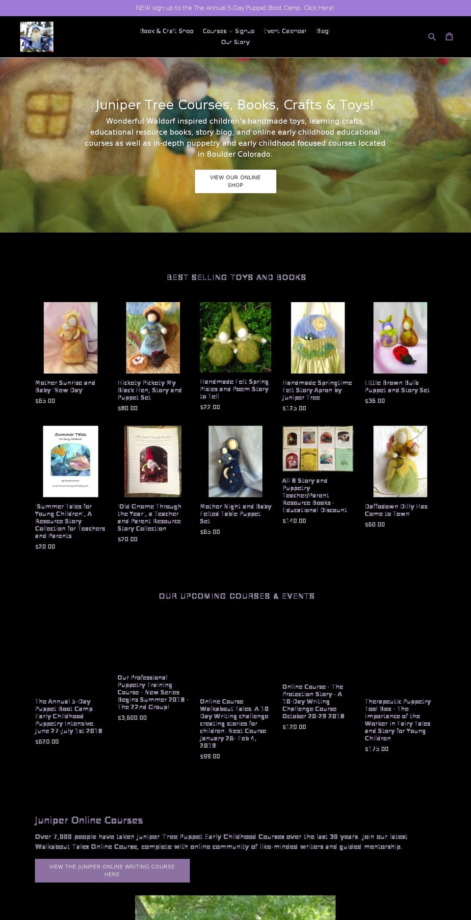 junipertreepuppets.com shopify website screenshot
