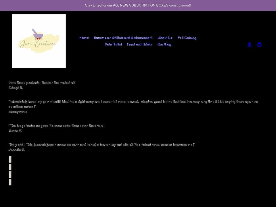 juniscreations.net shopify website screenshot