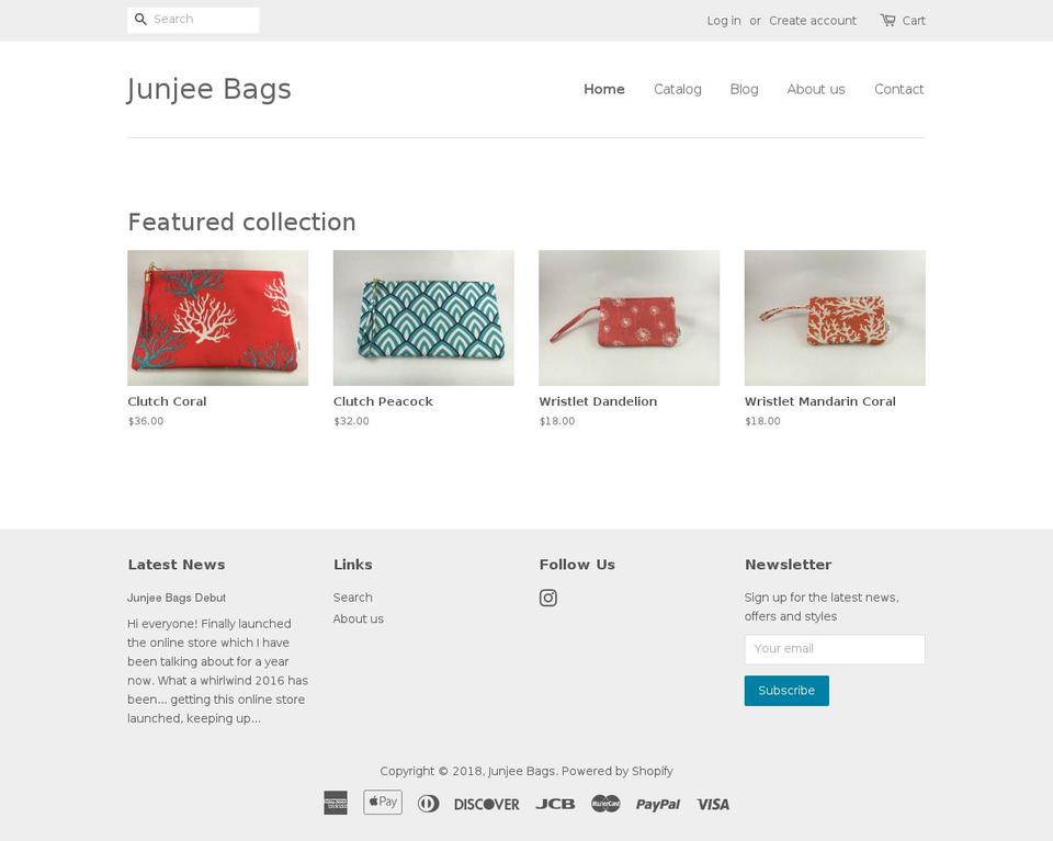 junjeebags.com — Shopify storefront screenshot