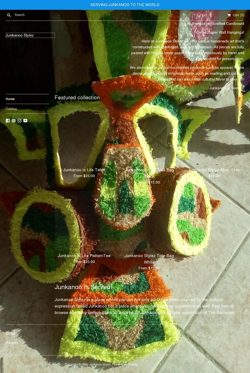 junkanoostylez.com shopify website screenshot