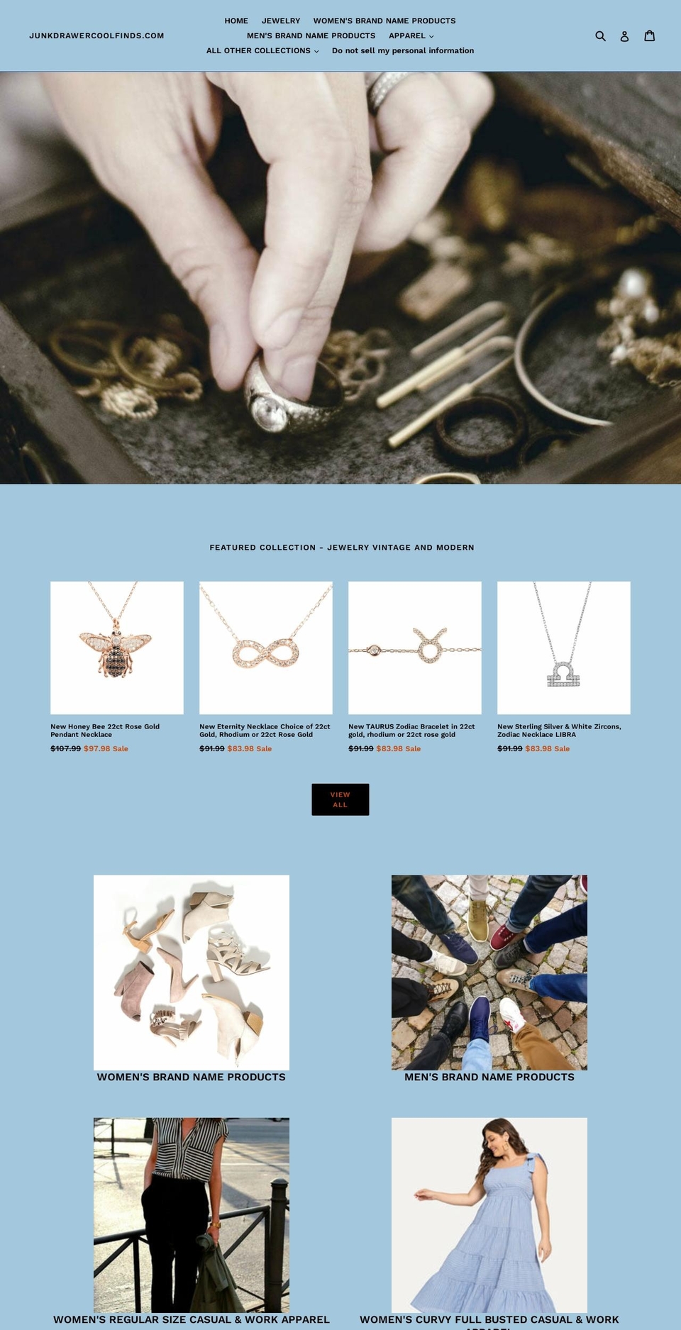 junkdrawercoolfinds.com shopify website screenshot