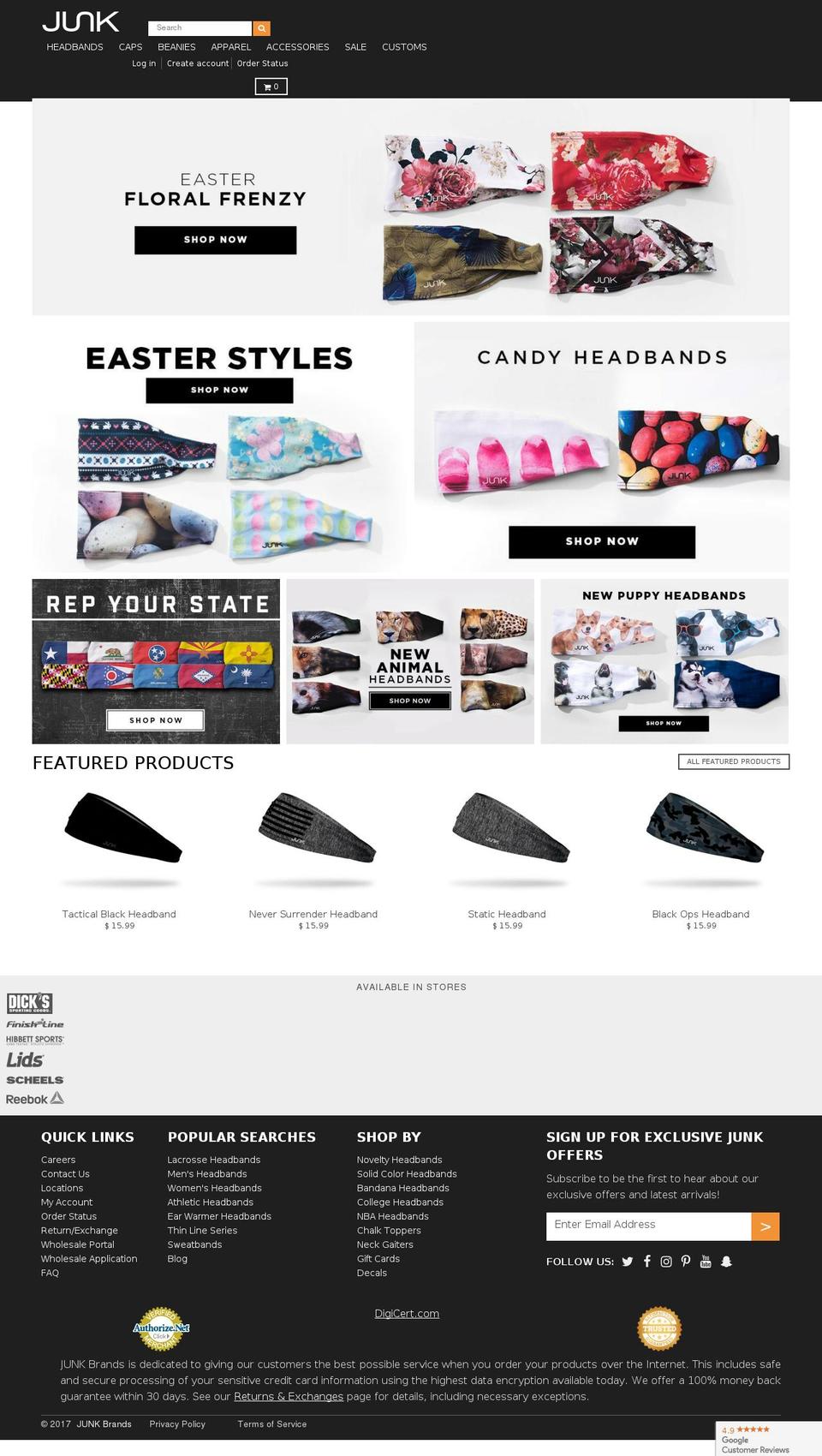 junkheadbands.net shopify website screenshot