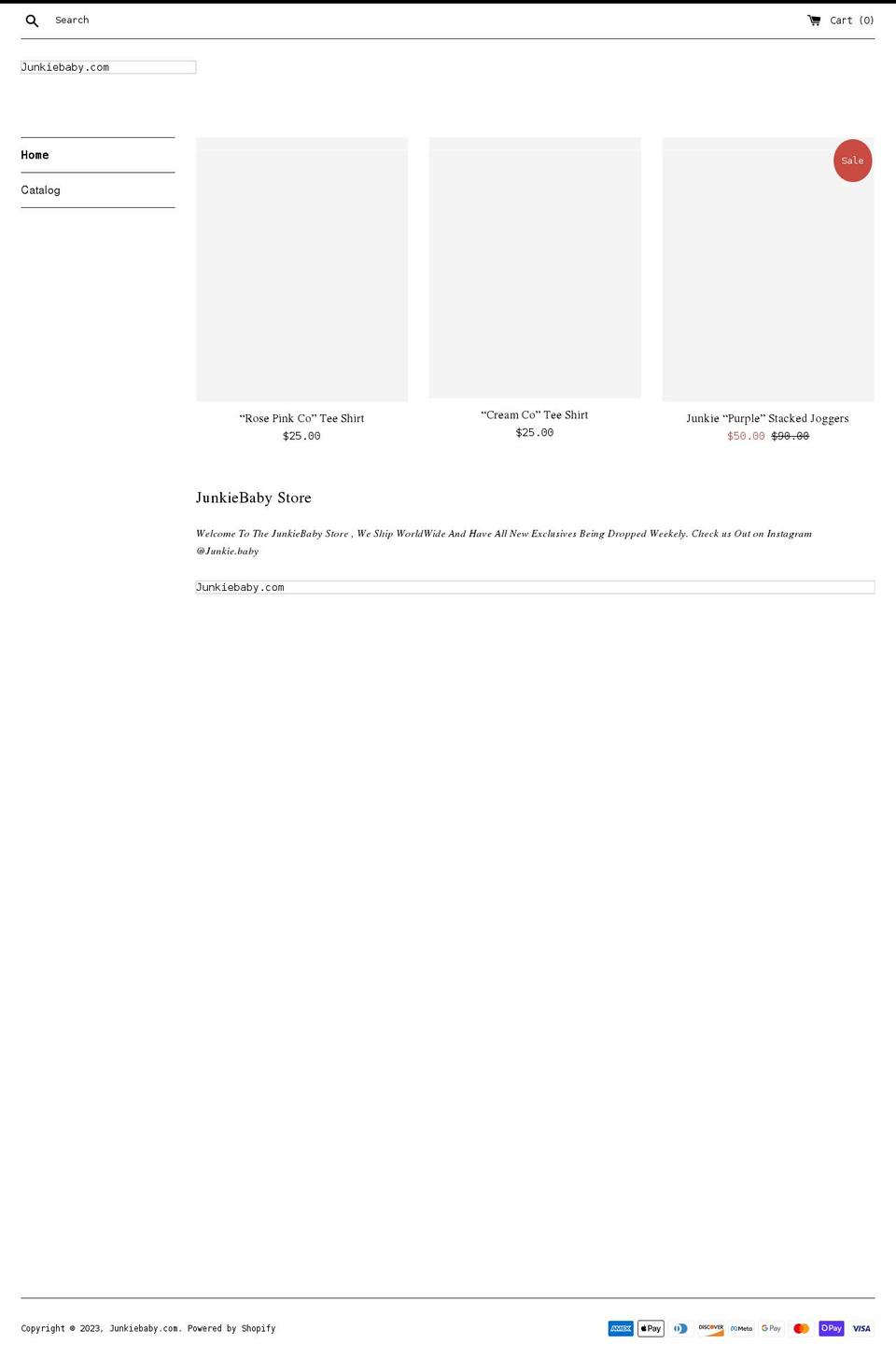 junkiebaby.com shopify website screenshot