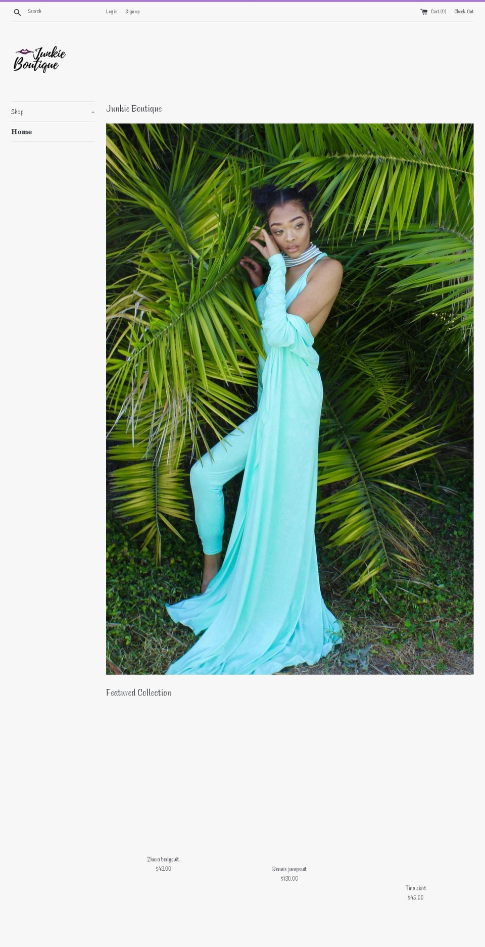junkieboutique.com — Shopify storefront screenshot