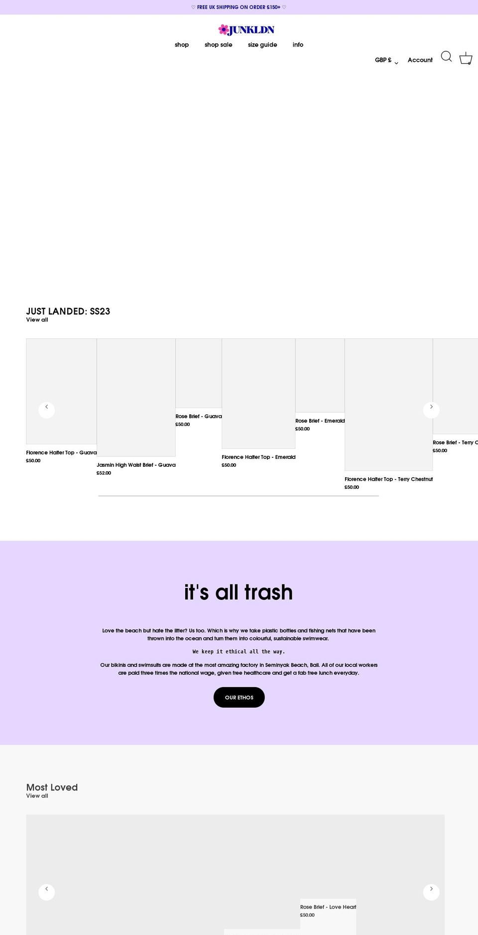 junkldn.com shopify website screenshot