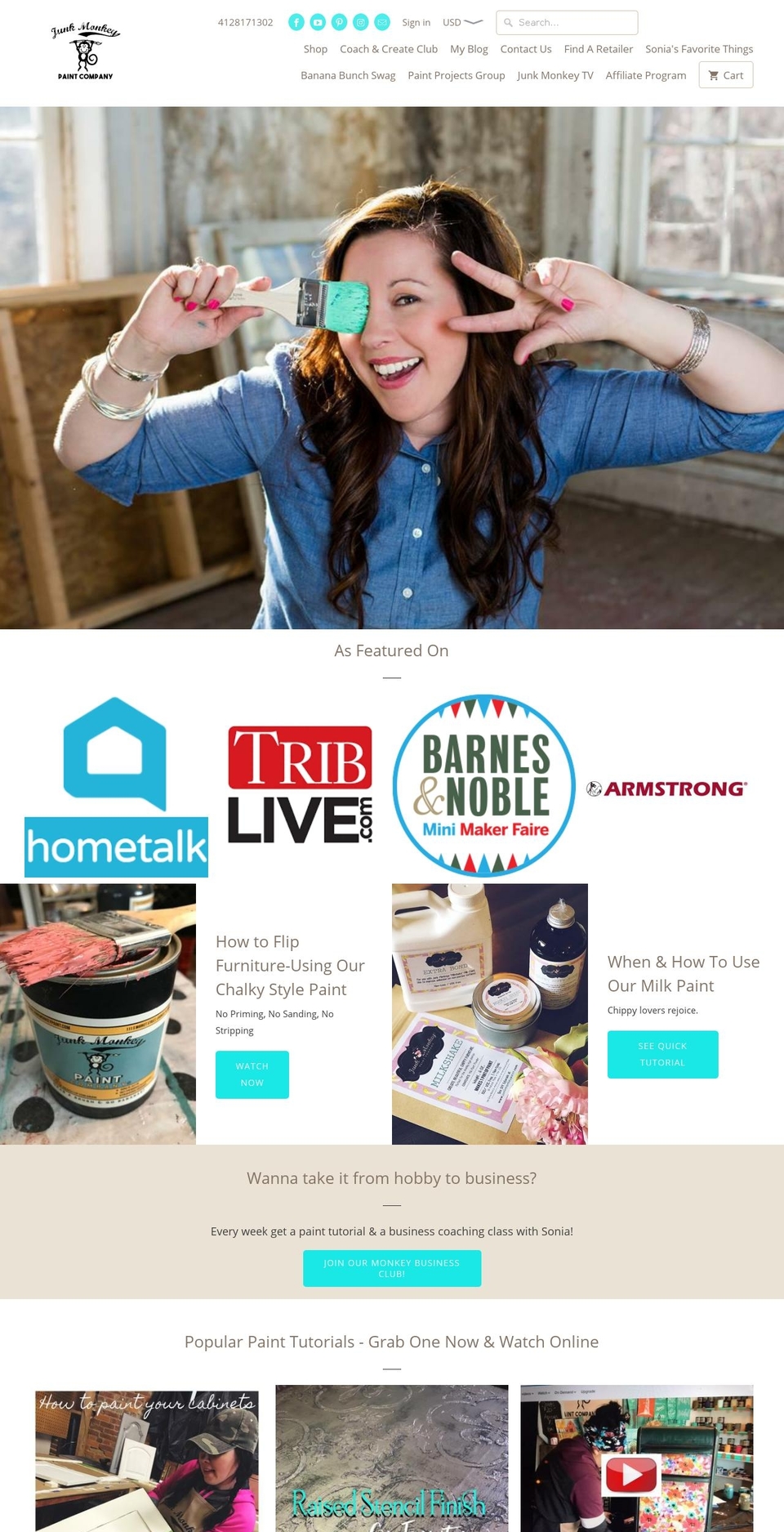 junkmonkeypaint.com — Shopify storefront screenshot
