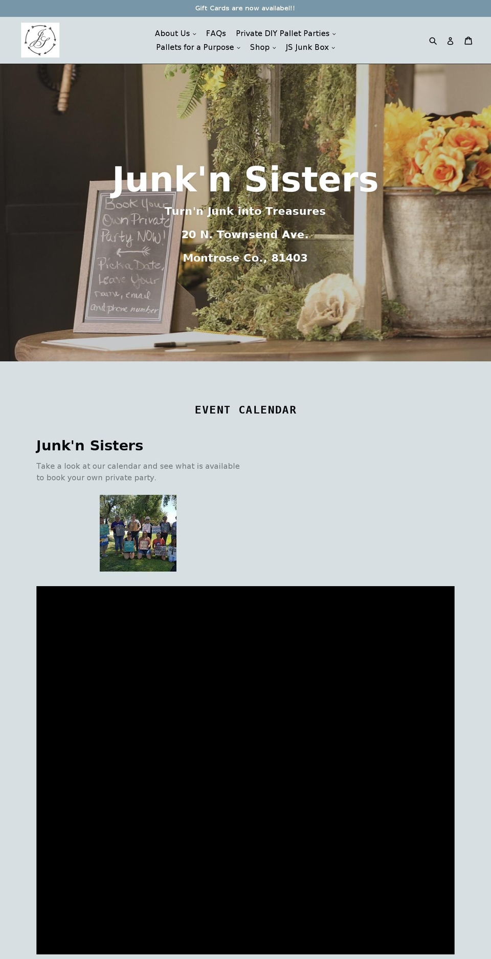 junknsisters.com — Shopify storefront screenshot