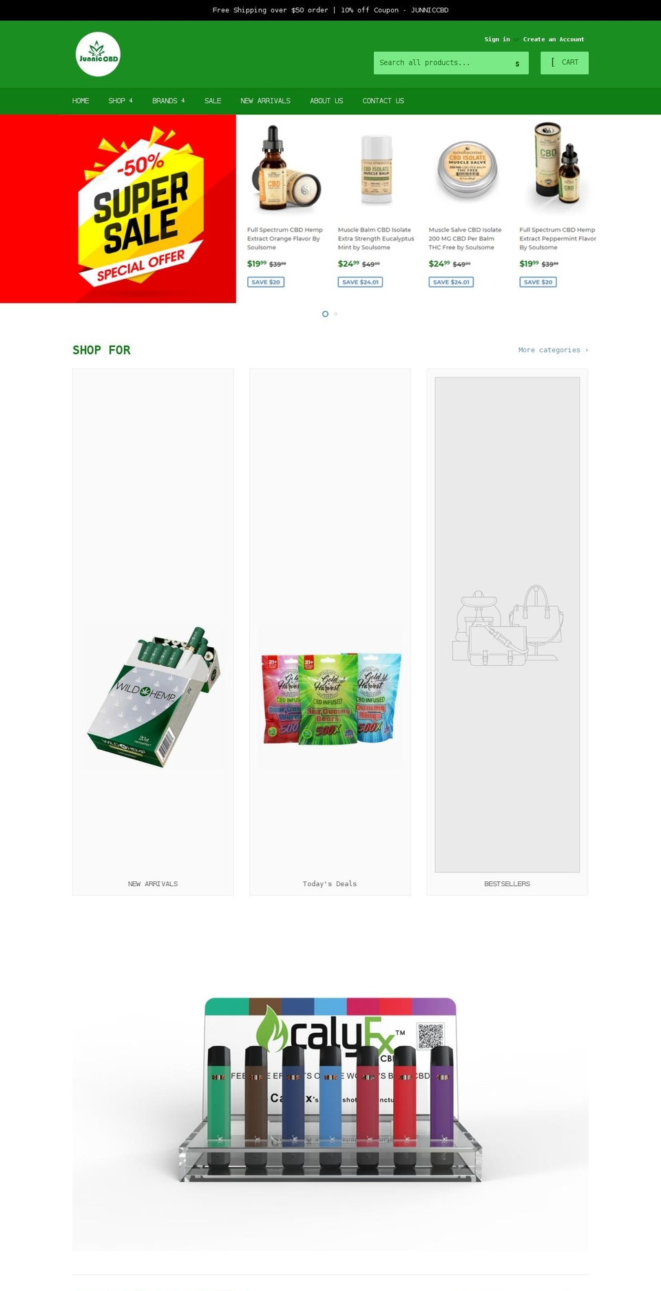 junnicbd.com shopify website screenshot