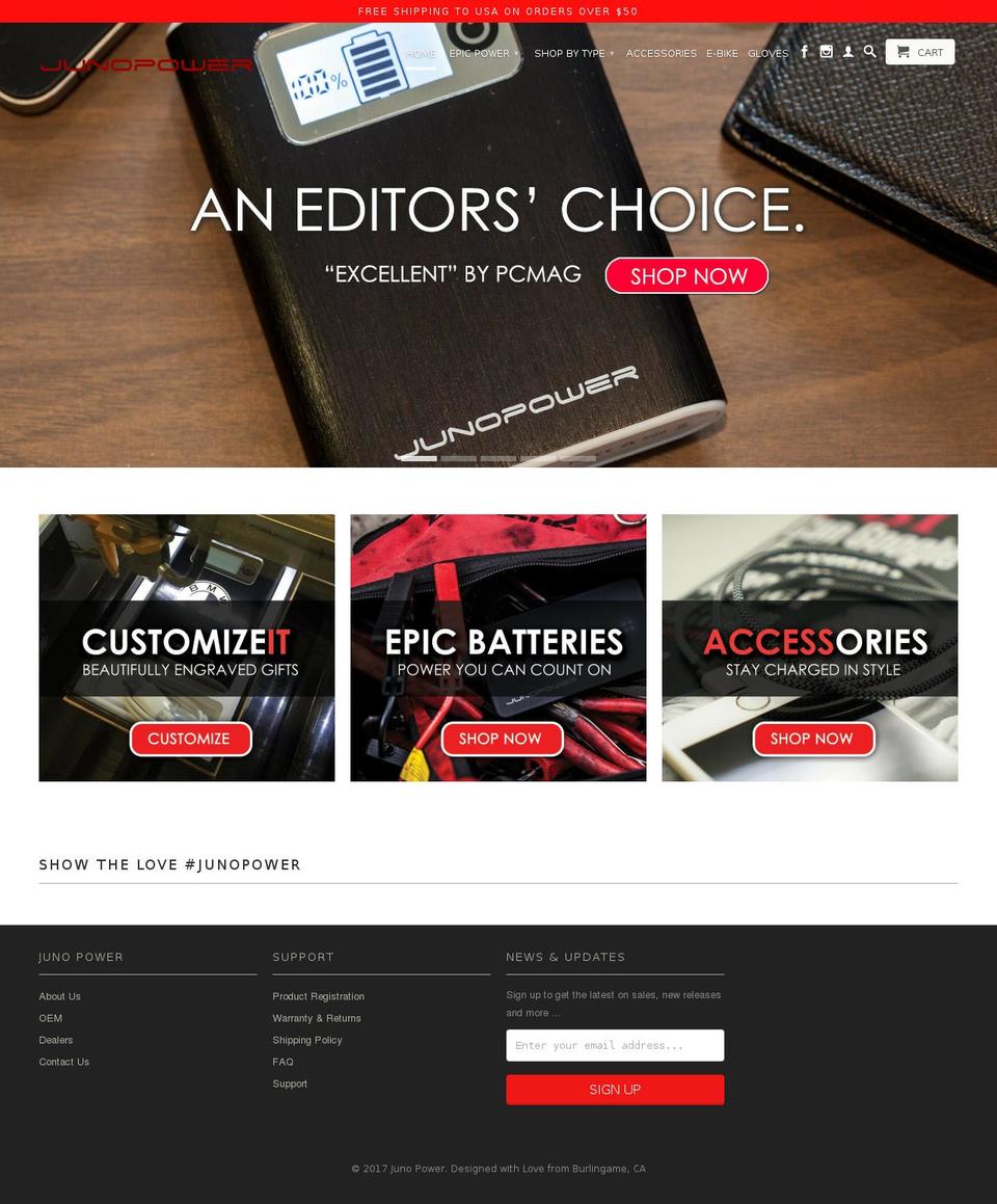 Juno Power Summer 2015 Shopify theme site example junopowerllc.com