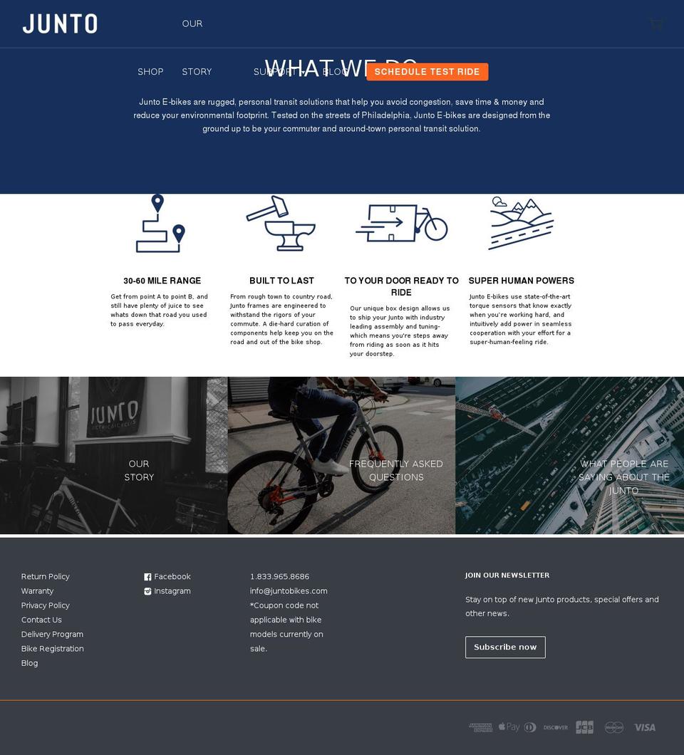 juntobikes.com shopify website screenshot
