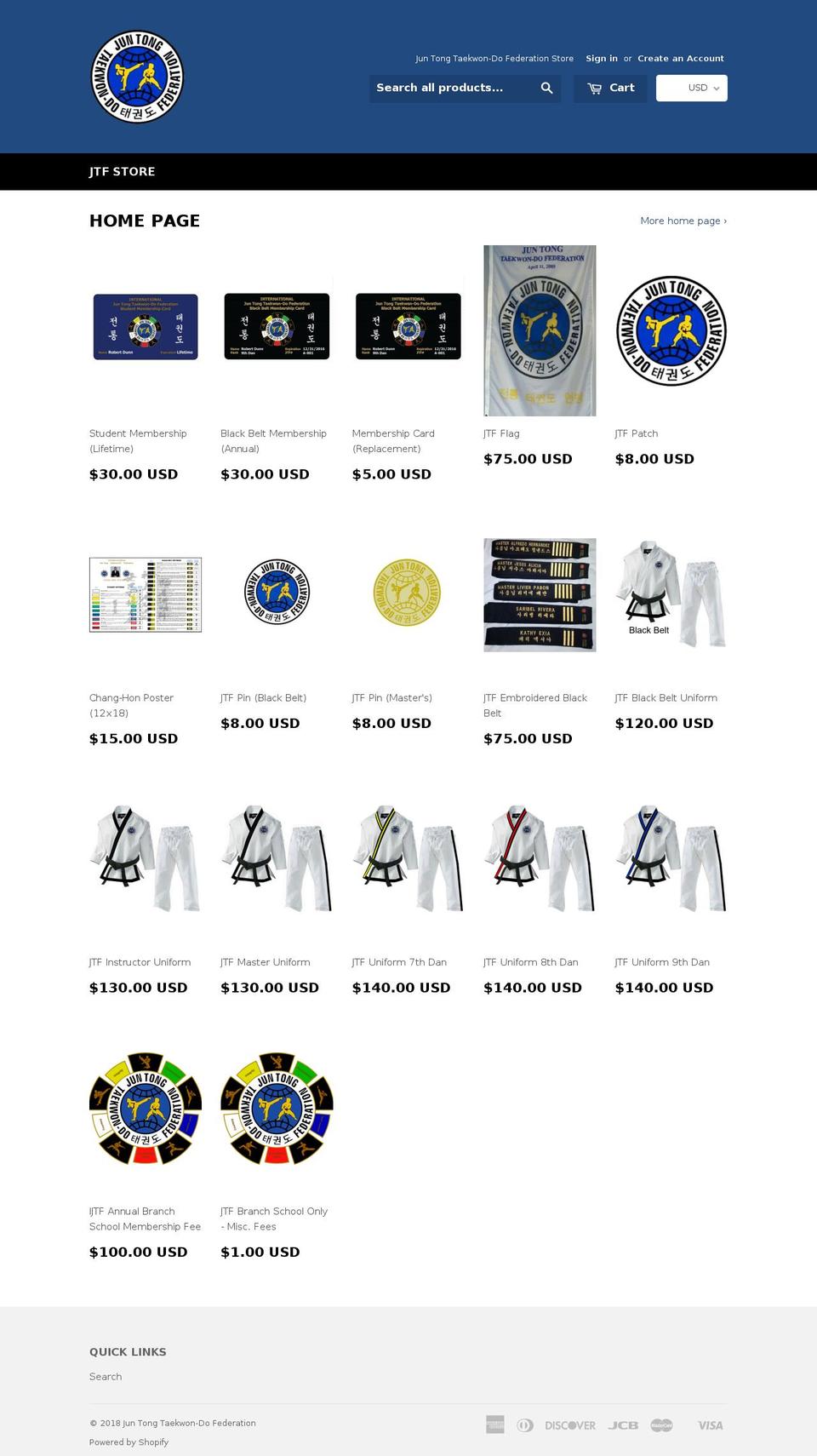 juntong-taekwondo-store.com — Shopify storefront screenshot