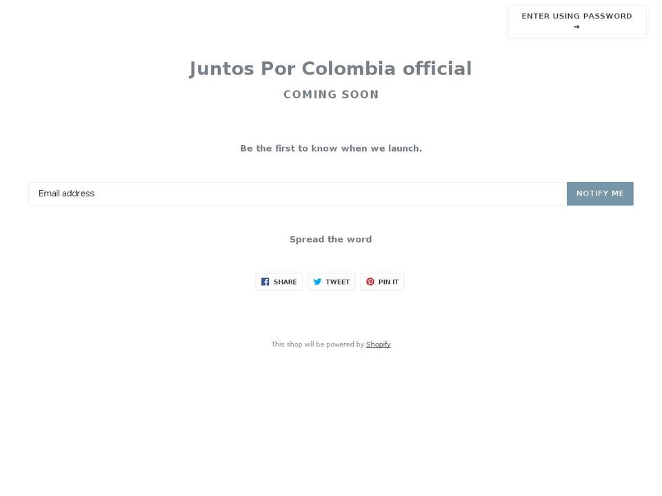 juntosporcolombia.org shopify website screenshot