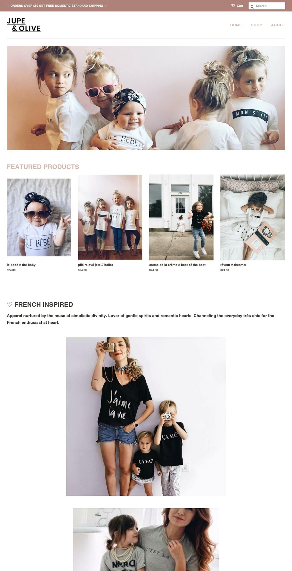 jupeandolive.com shopify website screenshot