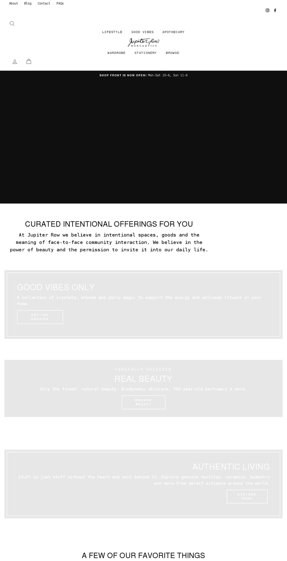 jupiterrow.com shopify website screenshot
