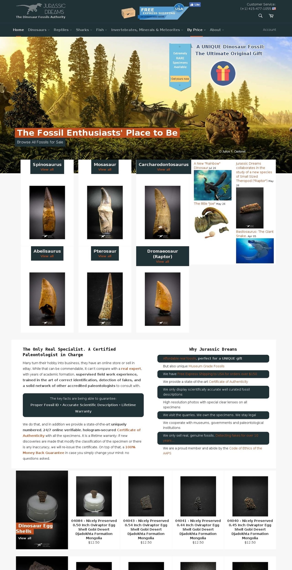 jurassicdreams.com shopify website screenshot