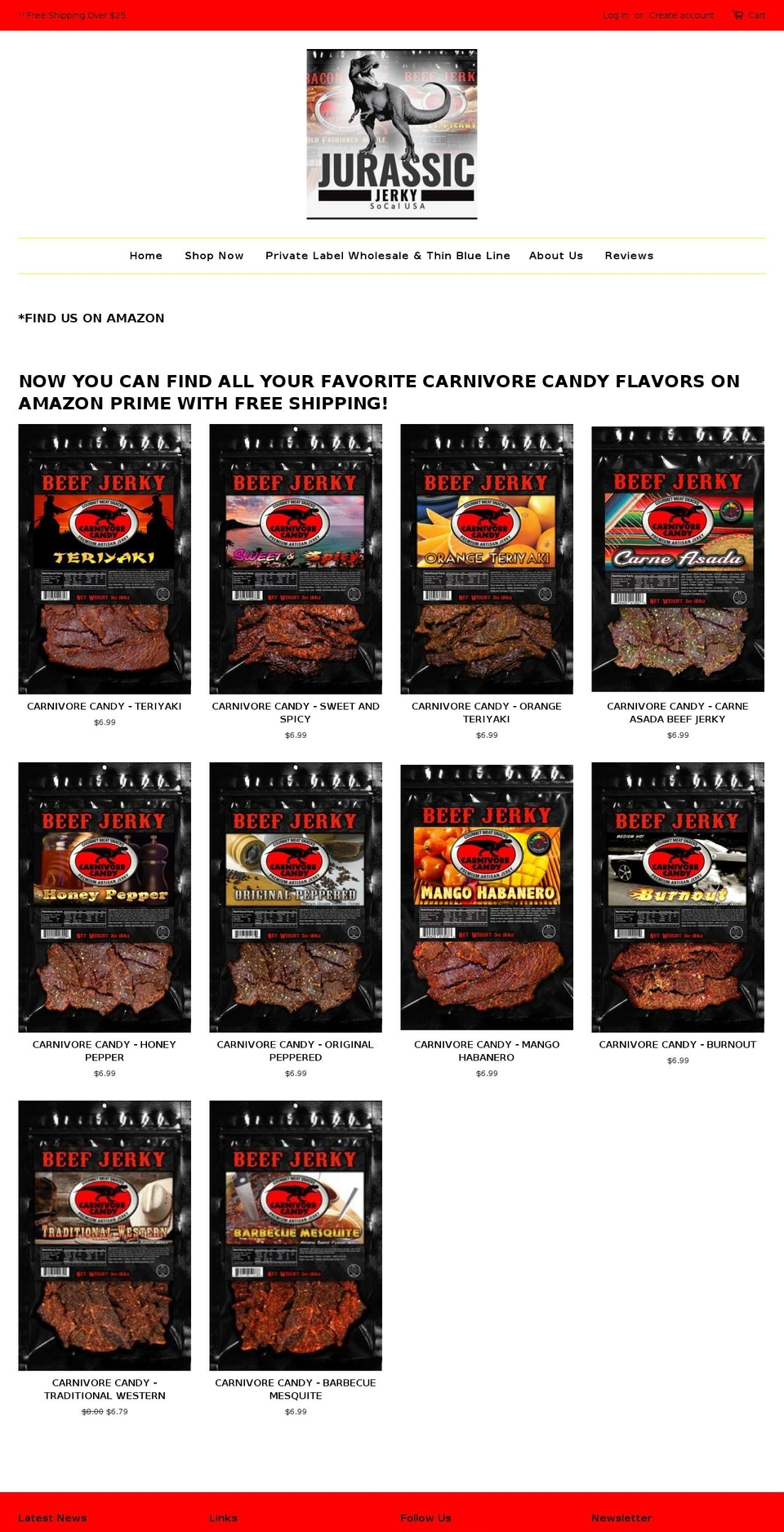 jurassicjerkyllc.com — Shopify storefront screenshot