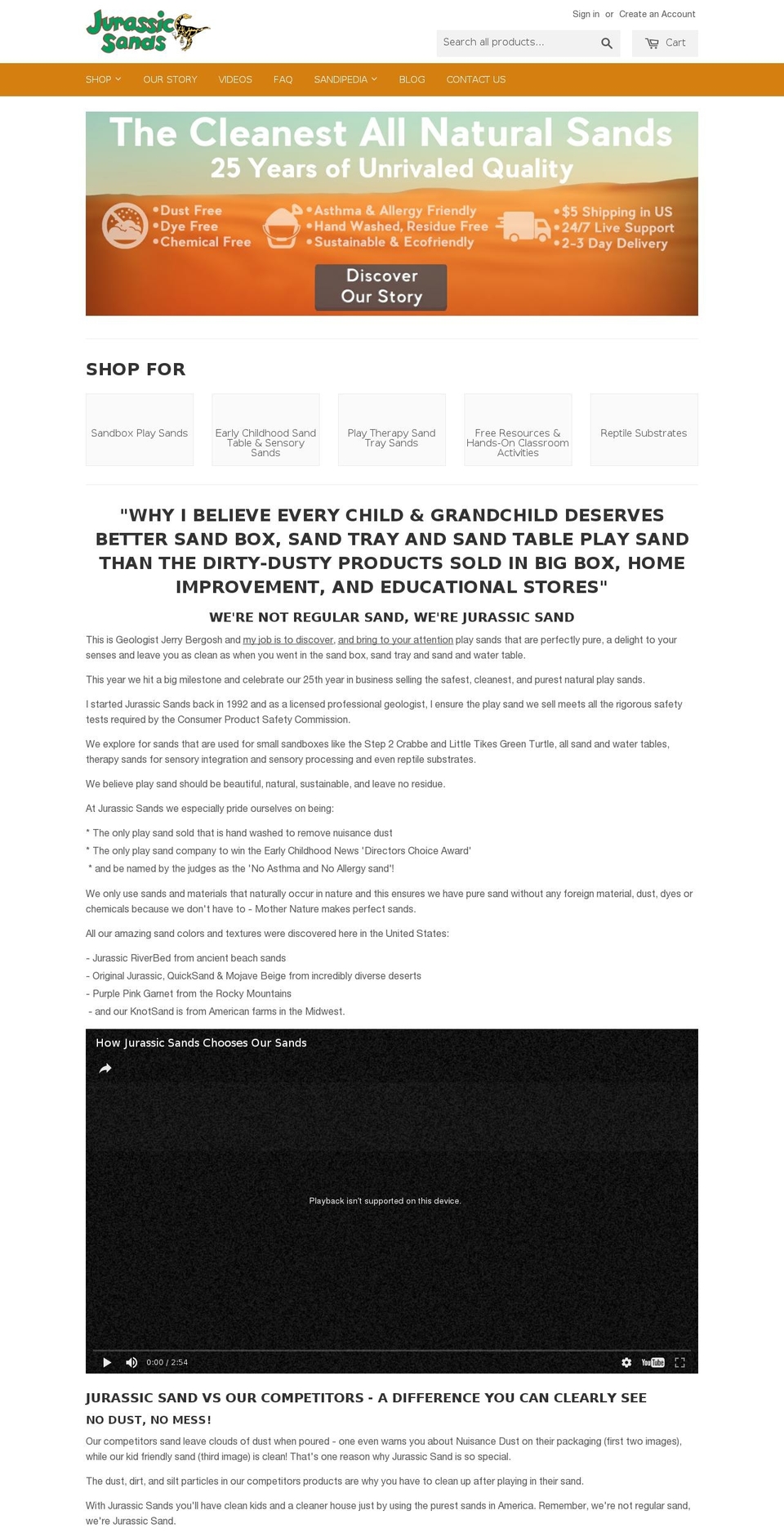 jurassicsand.com shopify website screenshot